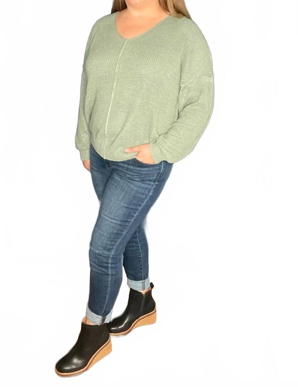 NEW HEYSON oversized textured sweater in faded olive